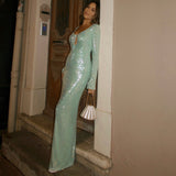 Cifeeo-Winter Sequins Long Sleeve Formal Occasion Dresses for Women 2025 Elegant Evening Party Dresses Sexy Cocktail Dress
