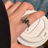 Cifeeo-Vintage Jewelry Y2K Style 1PC Vintage Black Big Cross Open Ring For Women Party Jewelry Men Trendy Gothic Metal Color Finger Ring