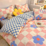 Cifeeo-2025 Spring Bedding Set Fashion Bedding Set Hot Checkerboard Boys Girls Single Double Queen Size Flat Sheet Quilt Duvet Cover Pillowcase Bed Linens