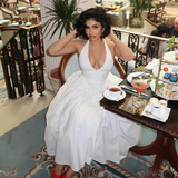 Cifeeo-Summer Maxi Dresses for Women 2025 Halter White Long Dresses Elegant Fit and Flare Party Dresses Sexy Female Clothes