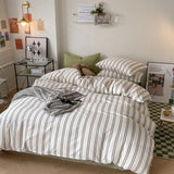 Cifeeo-Ins Stripes Bedding Set with Pillowcase bed sheet Single Full Size Bed Linen Duvet Cover Set Queen/King Double Comforter Cover