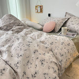 Cifeeo-2025 Spring Bedding Set Pink Floral Bedding Set with Duvet Cover No Filler Pillowcase Flat Sheet Ins Nordic Style Kid Adult Single Double Size BedSpread