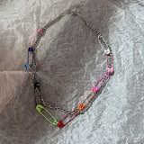 Cifeeo-Vintage Jewelry Y2K Style New Rainbow Lgbt Colorful Pin Necklace For Men Women Choker Unusual Y2k Vintage Jewelry Egirl Accessories Trend Gift