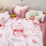 Cifeeo-2025 Spring Bedding Set Kawaii Bear Duvet Cover Set Boys Girl Fashion No Filler Single Full Size Flat Sheet Pillowcase Bedspread Soft Home Textile