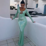 Cifeeo-Winter Sequins Long Sleeve Formal Occasion Dresses for Women 2025 Elegant Evening Party Dresses Sexy Cocktail Dress