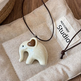 Cifeeo-Vintage Jewelry Y2K Style Sweet Cute Elephant Dinosaur Pendant Necklace for Women Men Fashion Long Rope Chain Necklace Vintage Y2K Jewelry Accessories
