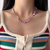Cifeeo-Vintage Jewelry Y2K Style New Rainbow Lgbt Colorful Pin Necklace For Men Women Choker Unusual Y2k Vintage Jewelry Egirl Accessories Trend Gift