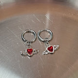 Cifeeo-Vintage Jewelry Y2K Style New Korean Fashion Vintage Cross Crystal Hoop Earrings For Women Goth Charms Cute Punk y2k Jewelry Accessories