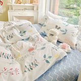 Cifeeo-2025 Spring Bedding Set Cute Rabbit Bedding Set Ins Style Floral Duvet Cover No Filler Pillowcases Flat Sheet Single Full Size Girls Bed Linens