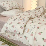 Cifeeo-2025 Spring Bedding Set Romantic Bedding Set Floral Ins Style Duvet Cover Flat Sheet with Pillowcases Single Queen Full Size Boys Girls Korean Bed Linen