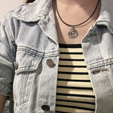 Cifeeo-Vintage Jewelry Y2K Style Punk Charms Jewelry Chains Vortex Swirl Pendant Necklaces Vintage Star Choker Women Fashion Goth Necklace Accessory Grunge