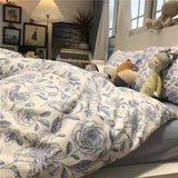 Cifeeo-2025 Spring Bedding Set Fashion Duvet Cover Set Korean Ins Style 2025 New Flat Sheet Pillowcase No Filler Kids Adult Bedding Kit Twin Queen Bed Linen