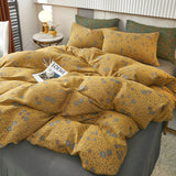 Cifeeo-A++ 100% Cotton Soft Bedding Set Stripe Printing Duvet Cover with Pillow Case Flowers Quilt Cover Pillowcases Sets