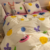 Cifeeo-2025 Spring Bedding Set Kawaii Bear Duvet Cover Set with Flat Sheet Pillowcase No Filler 3 4pcs Queen Single Size Boy Girl Bedroom Home Decor Bed Linens