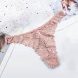 Cifeeo-Lace Panties Women Low-Waist Sexy Breathable Sexy See-Through Thongs Briefs Embroidery Crotch Hollow Underwear Female Underwear