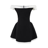 Cifeeo-Pure Desire Wind Collision Color Ruffled One Neck Strapless Dress Niche Formal  Women's Dress 2025