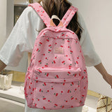 Cifeeo-back to school gifts Women Trendy Print School Bag Female Laptop College Backpack Fashion Lady Kawaii Bag New Girl Cherry Floral Travel Book Backpack