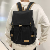 Cifeeo-back to school gifts 2025 Women's Fashion Beige Canvas Backpack Men's Contrast Travel Bag College Girl's Schoolbag Laptop Bag Student Mochila New