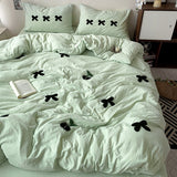 Cifeeo-Washed Cotton Bedding sets Bow Tie Duvet Cover bed sheets with Pillowcase Bedding Linens Set for Queen/King edredones de cama
