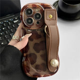 Cifeeo-gifts Brown Leopard Print Leather Strap Apple IPhone Case