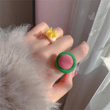 Cifeeo-Vintage Jewelry Y2K Style New Trendy Big Colorful Punk Finger Ring For Girls Personalized Simple Round Rings for Men and Women Party Fashion Jewelry Gifts