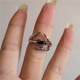 Cifeeo-Vintage Jewelry Y2K Style Vintage Goth Thorny Rose Couple Rings For Men Women Charm Irregularity Opening Stainless Steel Punk Finger Ring Jewelry Y2k Gift