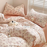 Cifeeo-2025 Spring Bedding Set Ins Duvet Cover Set No filler Floral Style with Flat Sheet Pillowcase Twin Queen Double Girls Boys Home Deco New Bed Linen