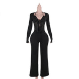 Cifeeo Sexy Party Deep V Neck Jumpsuits For Women Elegant Backless Rompers Womens Jumpsuit 2025 Autumn Winter Overalls