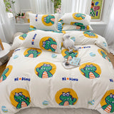 Cifeeo-2025 Spring Bedding Set Kawaii Kids Bedding Set Soft Cotton Flat Fitted Sheet Duvet Cover Pillowcases Single Queen Cartoon Boy Girls Dormitory Bed Linen