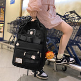 Cifeeo-back to school gifts High Quality Waterproof Nylon Women Backpack Female Stylish Buckle Travel Bag Preppy Schoolbag for Teenage Girl Laptop Backpacks