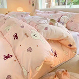 Cifeeo-2025 Spring Bedding Set Kawaii Bedding Set for Kids Ins Twin Queen Size Duvet Cover Flat Sheet Pillowcase No Filler Girls Boys Home Totel Bed Linens