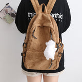 Cifeeo-back to school gifts Couple New Corduroy Women Backpack Female Korean Shoulder School Bag for Teens College Women's Travel Backpacks Laptop Computer