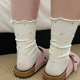 Cifeeo-Polka Dot Socks Feminina Ruffles Womans Ankle Socks Korean Style Kawaii Harajuku Cute Stockings Autumn Thin Japanese Tights 2024