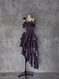 Cifeeo-Christmas Thanksgiving Gift New Year's Eve Dress Irregular Ruffled Suspender Prom Dress Dark Purple Long Birthday Dress Christmas Thanksgiving Gift New Year's Eve Dress1629-back to school dress nye outfits 2025