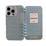 Cifeeo-gifts Simple Blue And Pink Checkered Notebook Phone Case