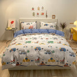 Cifeeo-2025 Spring Bedding Set Kawaii Kids Bedding Set Soft Cotton Flat Fitted Sheet Duvet Cover Pillowcases Single Queen Cartoon Boy Girls Dormitory Bed Linen