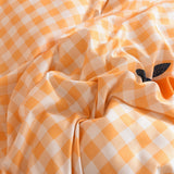 Cifeeo-2025 Spring Bedding Set Ins Orange Checkerboard Duvet Cover Flat Sheet Pillowcases Twin Full Double Size Pink Blue Bedding Set Home Decor For Kids Adult