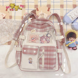 Cifeeo-back to school gifts Multi-pocket Design Women Backpack Teenage Girls School Bags Green Soft Nylon Campus Student Book Bags for School Teen