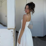 Cifeeo-Summer Elegant Dresses for Women 2025 New Arrivals White Long Party Dresses Hollow Out Flare Female Clothing
