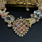 Cifeeo-vintage Valentines Gift Retro Shining Love Palace Style Banquet Attends Eye-catching Crystal Necklace-Mom's Gift