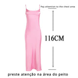 Cifeeo-2025 Pink Camis Satin Long Dresses Elegant Sleeveless Slip Holiday Party Dresses Sexy Casual Backless Summer Dresses Women 2025