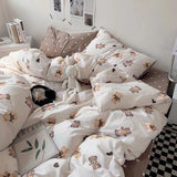 Cifeeo-2025 Spring Bedding Set Floral Korean Style Duvet Cover Set No Filler Pillowcase Flat Sheet Twin Queen Size Boys Grils Romantic Bedding Kit