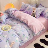 Cifeeo-2025 Spring Bedding Set Simple Leaves Duvet Cover Set Floral Printed with Sheet Pillowcases No Filler Soft Bed Linen Full Queen Size Home Bedding Set