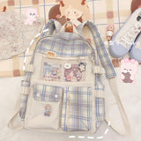 Cifeeo-back to school gifts Multi-pocket Design Women Backpack Teenage Girls School Bags Green Soft Nylon Campus Student Book Bags for School Teen
