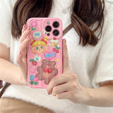 Cifeeo-gifts Cute Pink Oil Painting Bear Phone Case