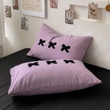 Cifeeo-Washed Cotton Bedding sets Bow Tie Duvet Cover bed sheets with Pillowcase Bedding Linens Set for Queen/King edredones de cama