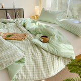 Cifeeo-2025 Spring Bedding Set Green Plaid Quilt for Summer Japanese Style Soft Thin Air Conditioning Throw Single Double Machine Washable Breathable Blanket