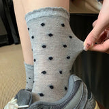 Cifeeo-Floral Socks Feminina Ruffles Autumn Womans Ankle Socks Korean Style Kawaii Harajuku Cute Stockings Thin Japanese Tights 2024