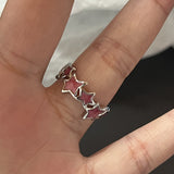 Cifeeo-Vintage Jewelry Y2K Style Y2K Crystal Rings Kpop Heart Adjustable Ring Irregular Geometry Punk Vintage Rings Set for Women Girls New Fashion Jewelry