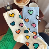 Cifeeo-Heart Socks Feminina Ruffles Womans Ankle Socks Korean Style Kawaii Harajuku Cute Stockings Autumn Thin Japanese Tights 2024 New